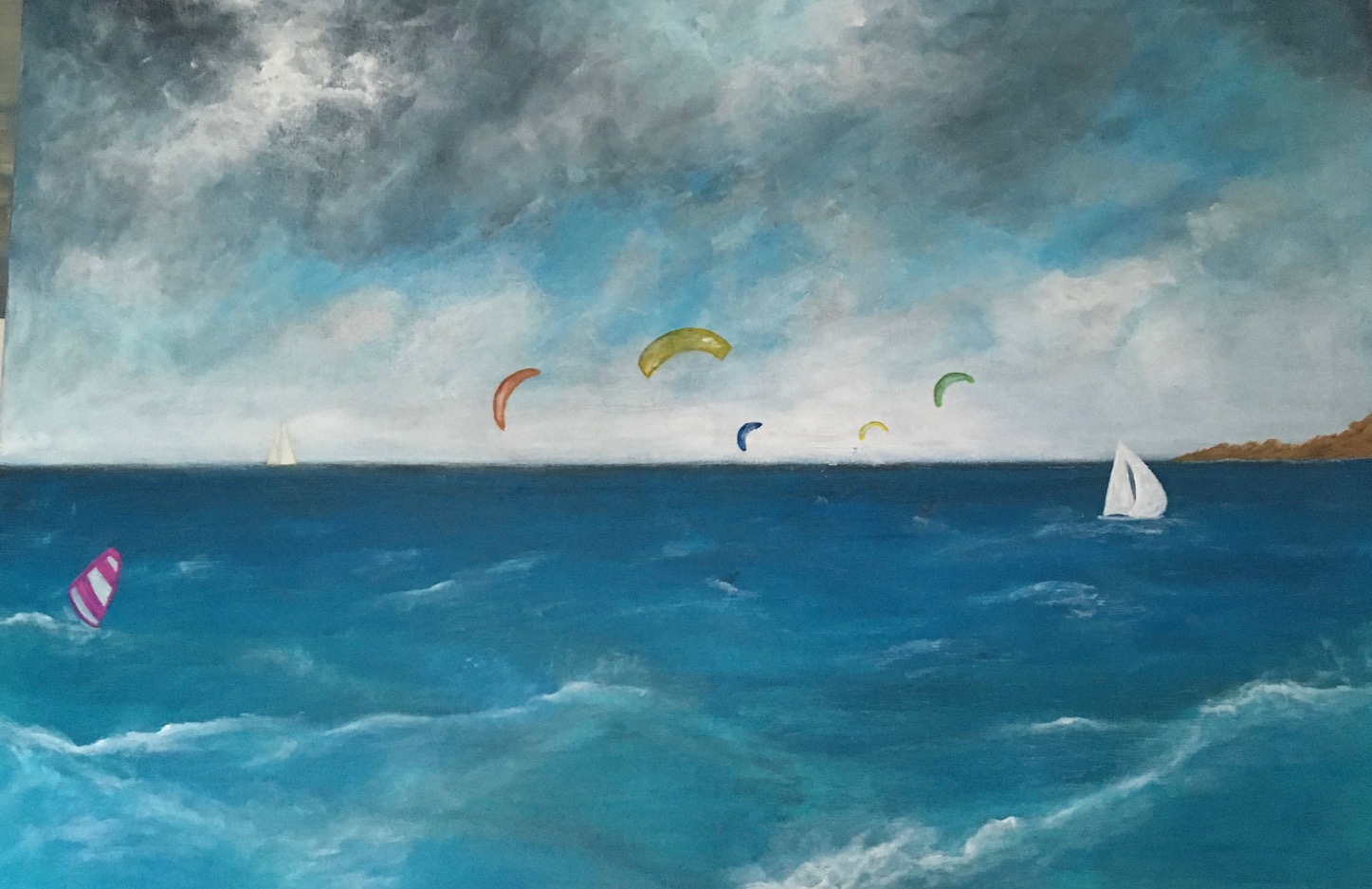 « Le vent forcit » Acrylique 1,30x0,90m Juin 2020